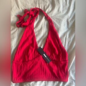 Red Fashion Nova Halter neck top Brand new with tags